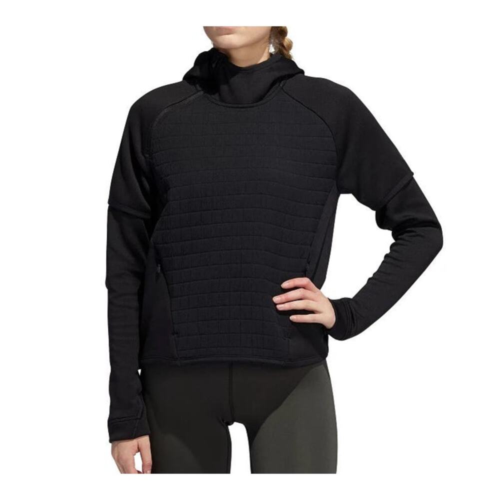 Adidas Climawarm Quilted Half Zip Long Sleeve Athletic Top Hoodie Sweater Black